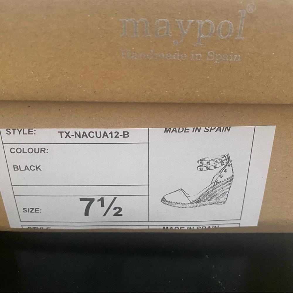 MAYPOL Leather Closed Toe Espadrille Sandal Wedges Size 7.5 - Picture 4 of 4